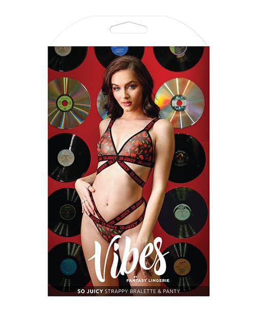 Fantasy Lingerie Vibes So Juicy Strappy Bralette &amp; Panty Black Lingerie &amp; Costumes