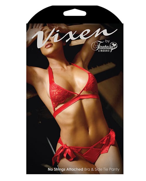 Fantasy Lingerie Vixen Cutout Lace Bra &amp; Side Tie Panty Lingerie &amp; Costumes