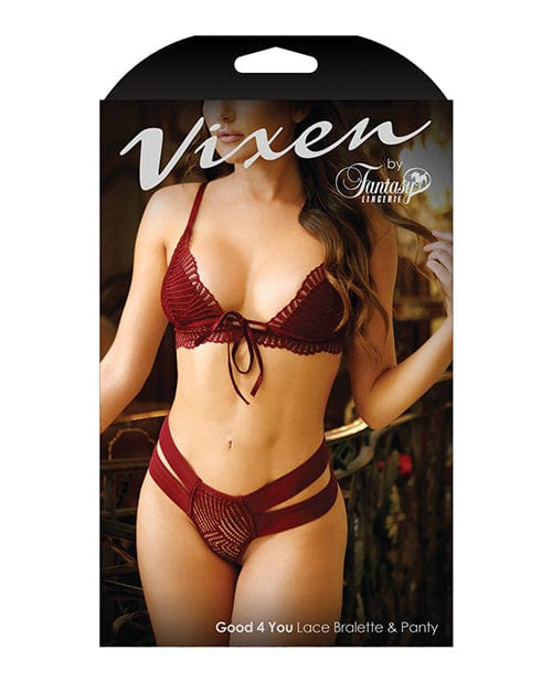 Fantasy Lingerie Vixen Good 4 You Lace Triangle Bralette &amp; Panty Lingerie &amp; Costumes