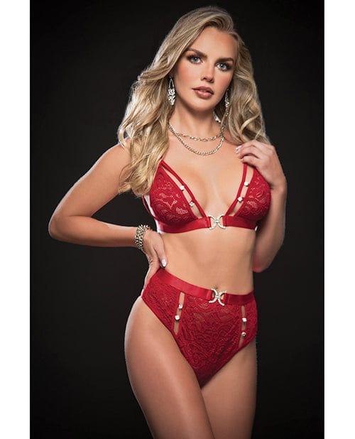 G World Intimates Sexy &amp; Sultry High Waist Panty &amp; Bra O/s Red Lingerie &amp; Costumes