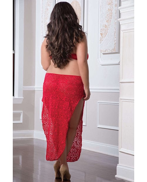 G World Intimates Shoulder Baring Laced Night Dress Red Queen Size Lingerie &amp; Costumes