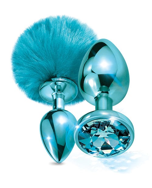 Nixie Metal Butt Plug Set with Jewel Inlaid & Pom Pom