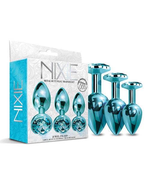 Global Novelties LLC Nixie Metal Butt Plug Trainer Set W/inlaid Jewel Anal Toys