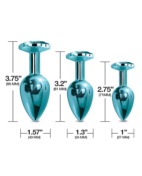 Global Novelties LLC Nixie Metal Butt Plug Trainer Set W/inlaid Jewel Anal Toys