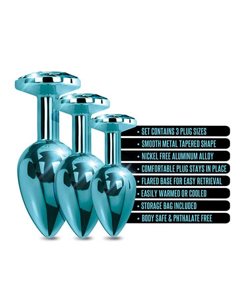 Global Novelties LLC Nixie Metal Butt Plug Trainer Set W/inlaid Jewel Anal Toys