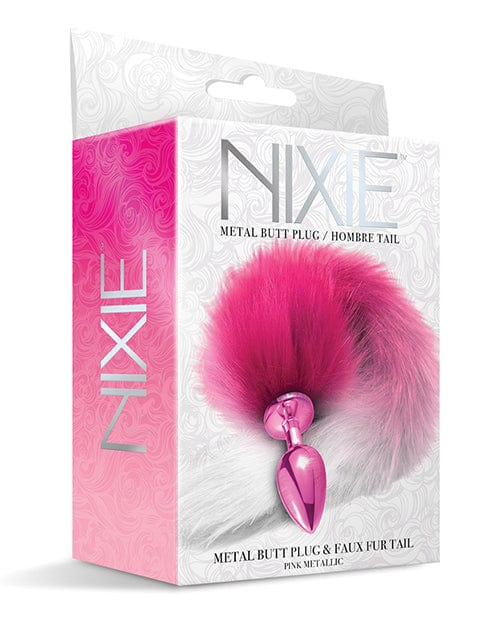 Global Novelties LLC Nixie Metal Butt Plug W/faux Fur Tail Pink Metallic Anal Toys