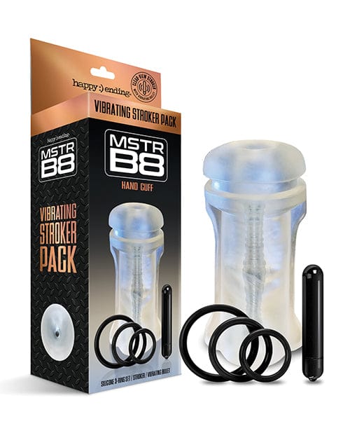 Global Novelties LLC Mstr B8 Hand Cuff Vibrating Stroker Pack - Kit Of 5 Clear Penis Toys