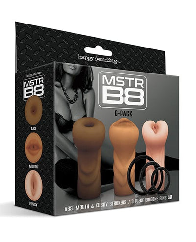 Global Novelties LLC Mstr B8 Stroker Set with C-rings - Assorted Pack Of 3 Penis Toys