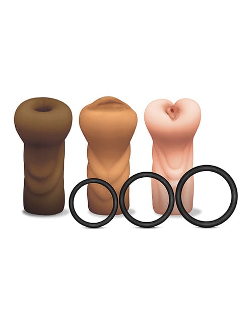 Global Novelties LLC Mstr B8 Stroker Set with C-rings - Assorted Pack Of 3 Penis Toys