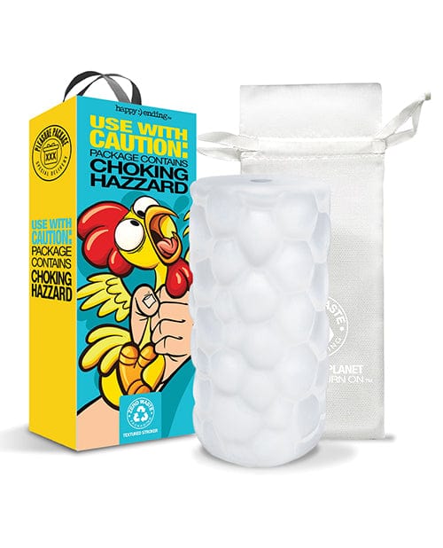 Global Novelties LLC Pleasure Package Use with Caution Tight Textured Stroker - White Penis Toys