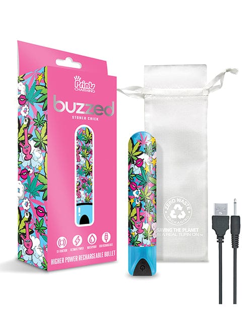 Global Novelties LLC Buzzed 3.5" Rechargeable Bullet - Stoner Chick Blue Vibrators