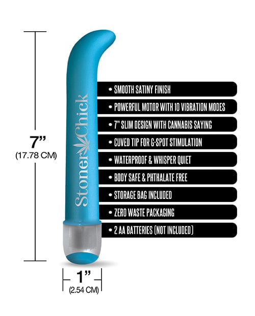 Global Novelties LLC Buzzed 7" G-spot Vibe  - Stoner Chick Blue Vibrators