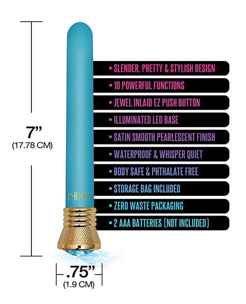 Global Novelties LLC Nixie Mystic Wave Satin Classic Vibe - 10 Function Aquamarine Vibrators