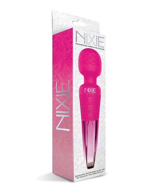 Global Novelties LLC Nixie Rechargeable Wand Massager Pink Ombre Metallic Vibrators