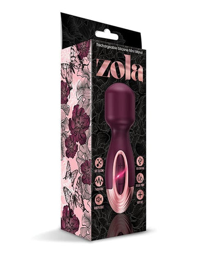 Global Novelties LLC Zola Rechargeable Silicone Mini Wand - Burgundy-rose Gold Vibrators