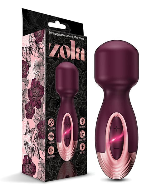 Global Novelties LLC Zola Rechargeable Silicone Mini Wand - Burgundy-rose Gold Vibrators