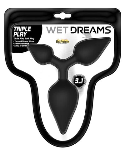 Hott Products Wet Dreams Triple Play Anal Plug - Black Anal Toys