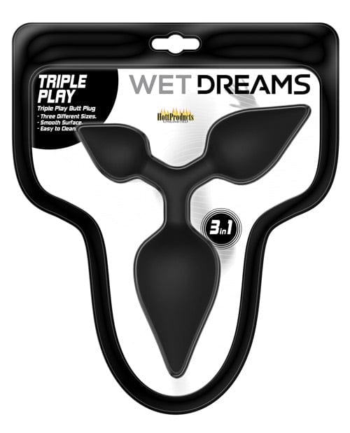 Hott Products Wet Dreams Triple Play Anal Plug - Black Anal Toys