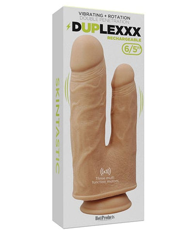 Hott Products Skinsations DupleXXX Vibrating & Rotating Double Dildo - Flesh Dildos
