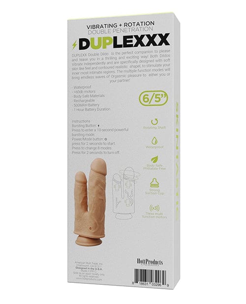 Hott Products Skinsations DupleXXX Vibrating &amp; Rotating Double Dildo - Flesh Dildos