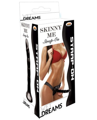 Hott Products Wet Dreams Skinny Me 7" Strap On with Harness Black Dildos