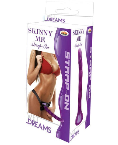 Hott Products Wet Dreams Skinny Me 7" Strap On with Harness Purple Dildos