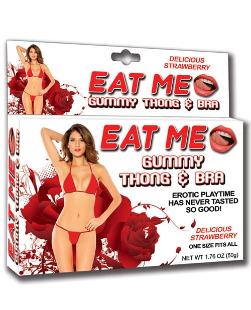 Hott Products Eat Me Gummy Thong &amp; Bra - Strawberry More