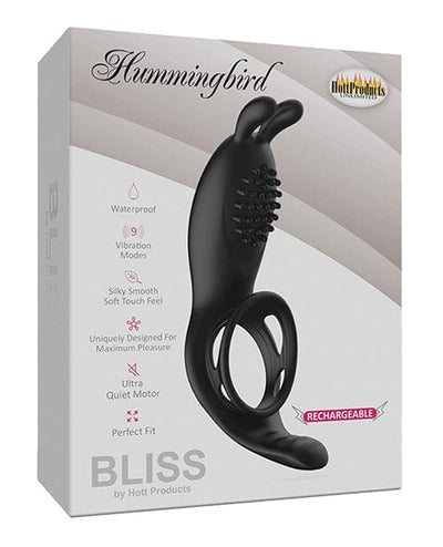 Hott Products Bliss Hummingbird Vibrating Cock Ring - Black Penis Toys