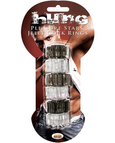 Hott Products Hung Pleasure Stars Jelly Cock Rings - Black-Clear Penis Toys