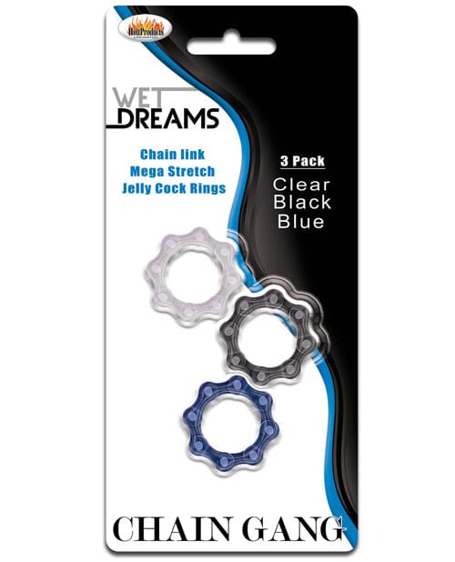 Hott Products Wet Dreams Chain Gang Cock Rings - Asst. Pack Of 3 Penis Toys