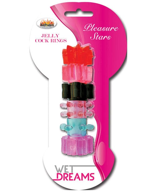 Hott Products Wet Dreams Pleasure Stars Jelly Cock Rings (6 Pack) Penis Toys