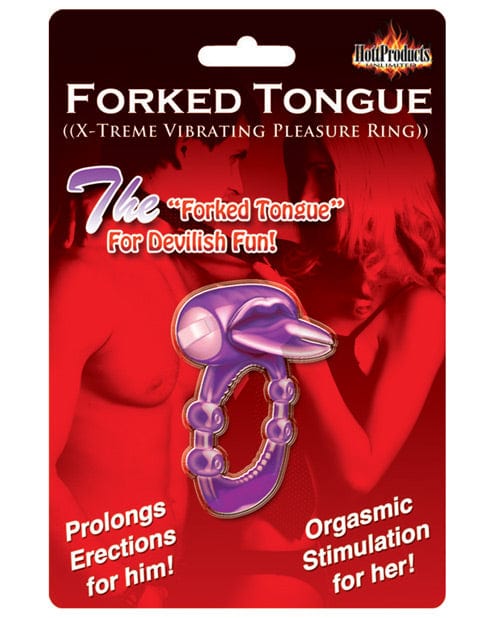 Hott Products Forked Tongue X-treme Vibrating Pleasure Ring Purple Vibrators