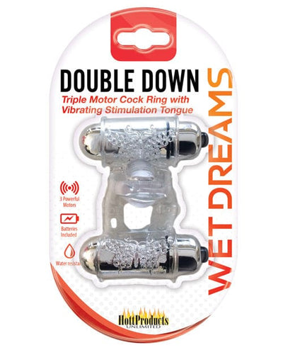 Hott Products Wet Dreams Double Down Vibrating Cockring with Bullet Vibrators
