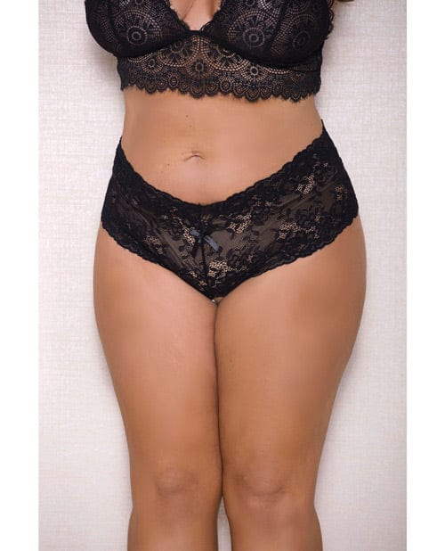 Lace & Pearl Boyshort with Satin Bow Accents