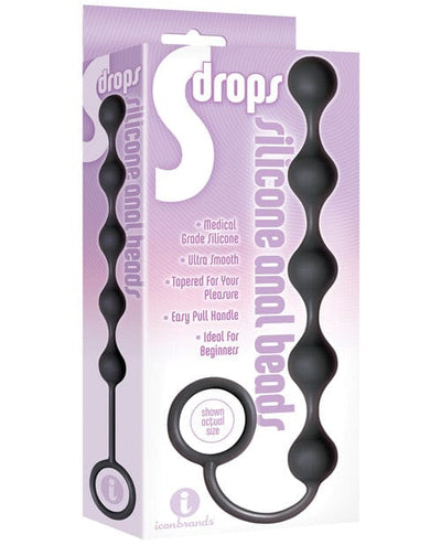 Icon Brands INC The 9's S Drops Silicone Anal Beads - Black Anal Toys