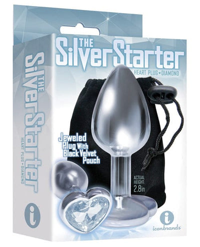 Icon Brands INC The 9's The Silver Starter Bejeweled Heart Stainless Steel Plug Diamond Anal Toys