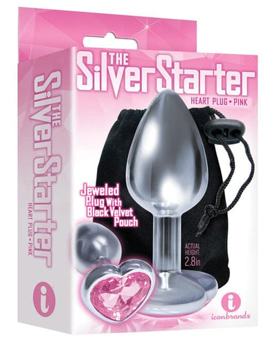 Icon Brands INC The 9's The Silver Starter Bejeweled Heart Stainless Steel Plug Pink Anal Toys
