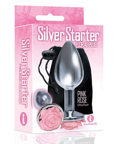 Icon Brands INC The 9's The Silver Starter Rose Floral Stainless Steel Butt Plug Pink Anal Toys