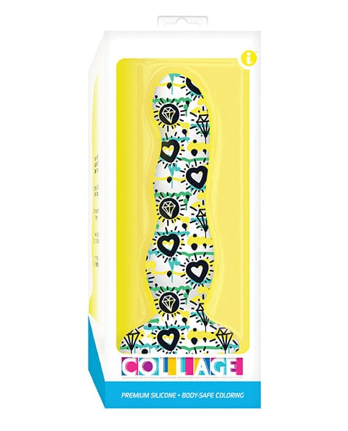 Icon Brands INC Collage Diamonds &amp; Hearts Curvy Silicone Dildo Dildos