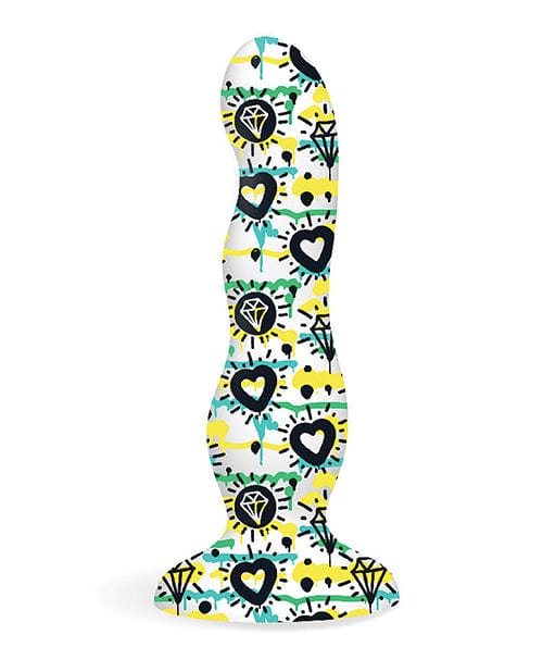 Icon Brands INC Collage Diamonds &amp; Hearts Curvy Silicone Dildo Dildos