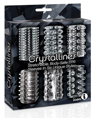 Icon Brands INC The 9's Crystalline TPR Cock Sleeve 6 Pack - Clear Penis Toys