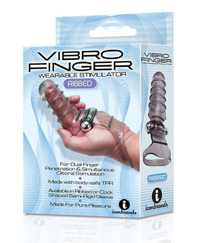 Icon Brands INC The 9's VibroFinger Ribbed Finger Massager - Grey Vibrators
