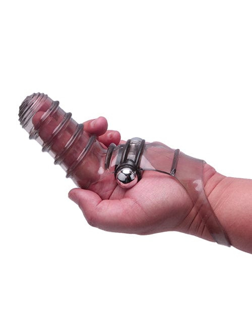 The 9's VibroFinger Ribbed Finger Massager - Grey