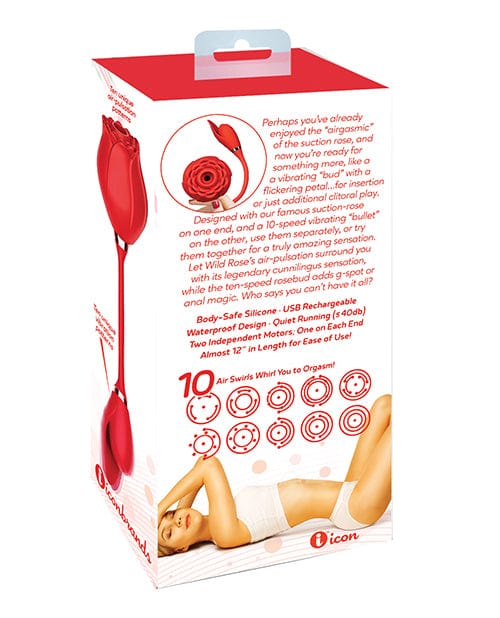 Wild Rose Rechargeable Silicone Suction & Bullet Vibrator - Red