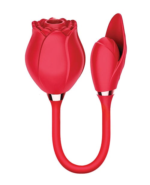 Icon Brands INC Wild Rose Rechargeable Silicone Suction & Bullet Vibrator - Red Vibrators
