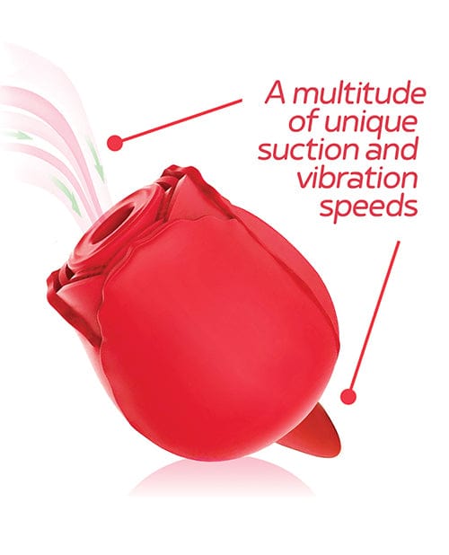 Icon Brands INC Wild Rose Rechargeable Silicone Suction &amp; Tongue Vibrator - Red Vibrators