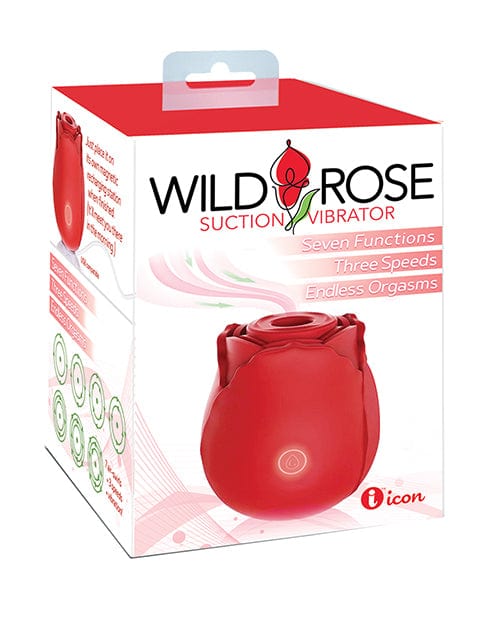 Icon Brands INC Wild Rose Rechargeable Silicone Suction Vibrator - Red Vibrators
