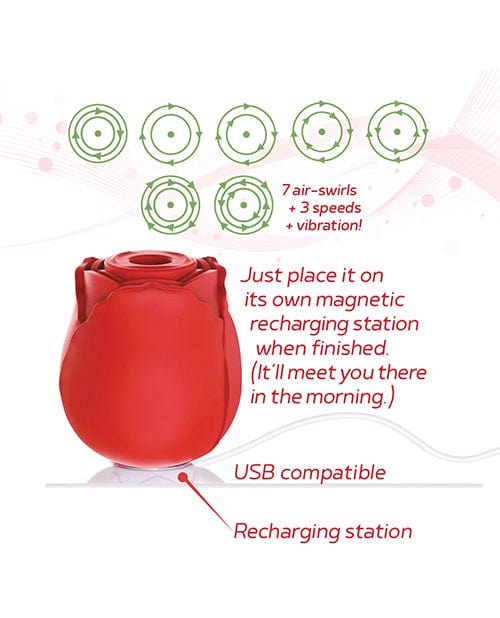 Icon Brands INC Wild Rose Rechargeable Silicone Suction Vibrator - Red Vibrators