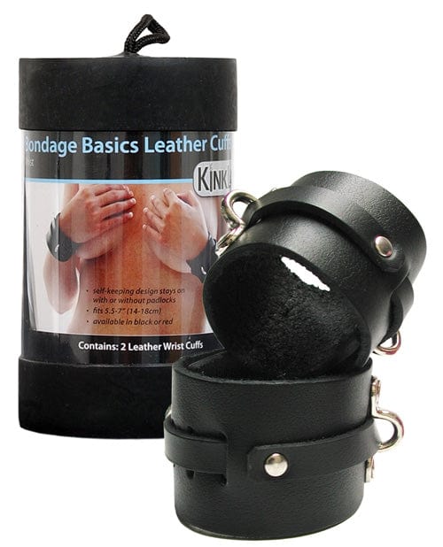 Kinklab Kinklab Leather Wrist Cuffs - Black Kink &amp; BDSM