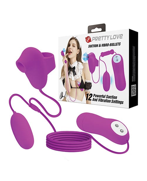 Liaoyang Baile Health Care Produ Pretty Love Suction &amp; Vibro Bullets - Fuchsia Vibrators